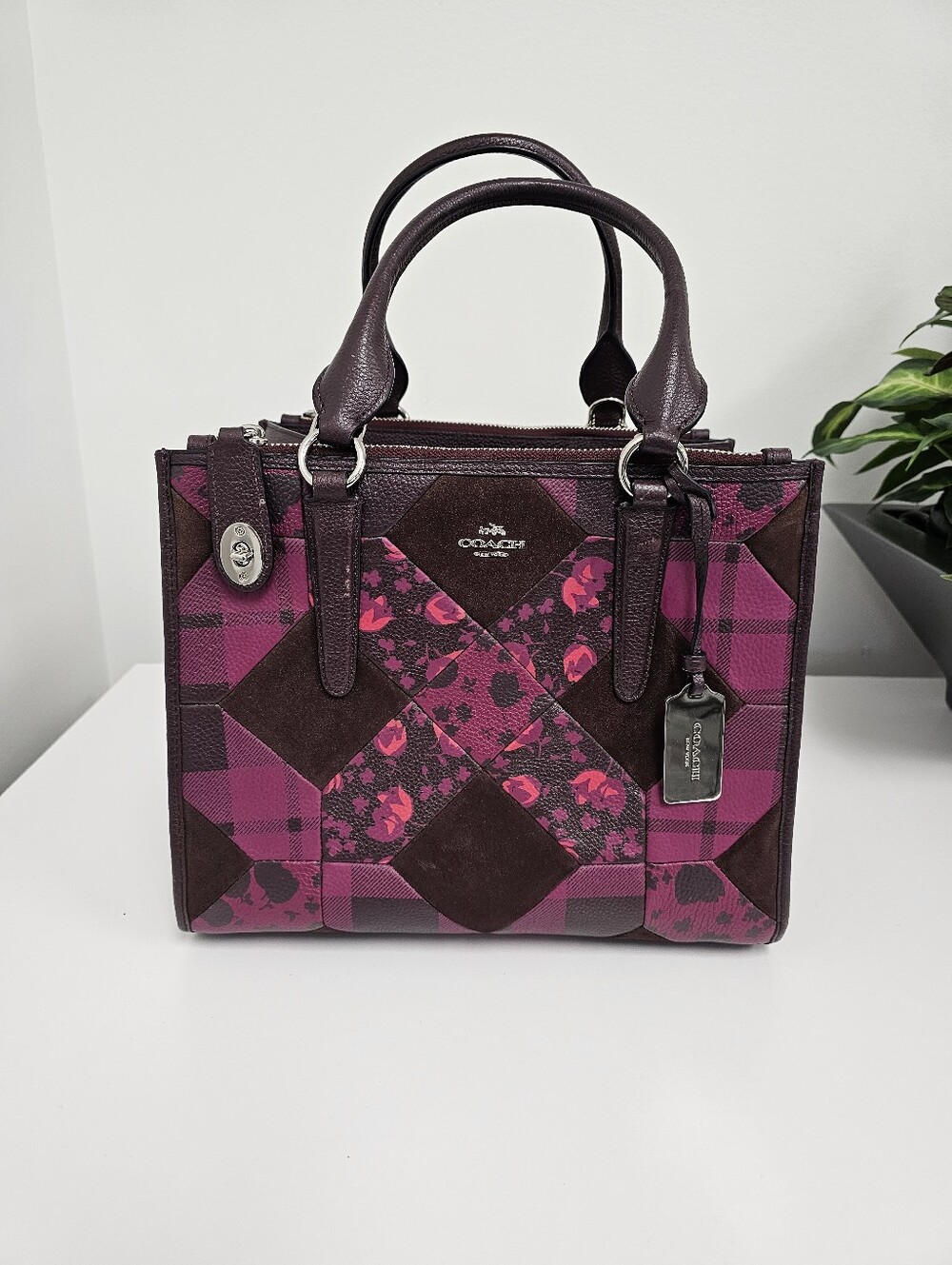 Coach Oxblood Patchwork Crosby Carryall Satchel (Style #F36531)